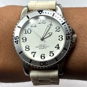 Silver & White Men's Watch